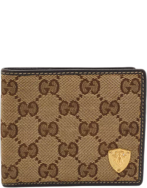 Gucci Beige/Brown GG Canvas and Leather Crest Bifold Wallet