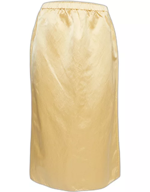 Marni Gold Textured Satin Midi Skirt