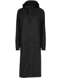 Rains Longer Matte Black Rubberised Raincoat