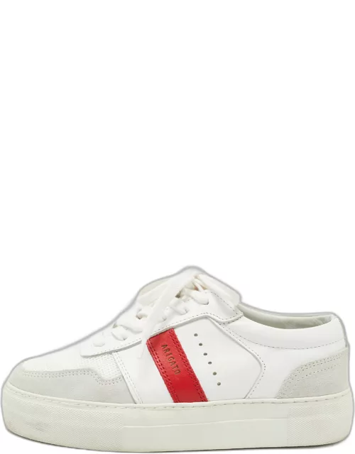 Axel Arigato White/Grey Leather and Suede Low Top Sneaker