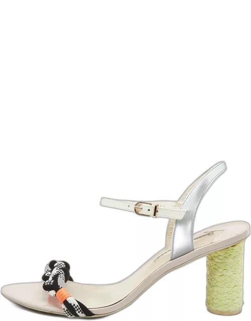Sophia Webster Multicolor Leather and Canvas Ankle Strap Sandal