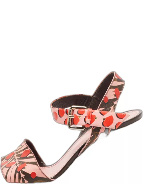 Louis Vuitton Pink/Brown Monogram Canvas Sugar Pink Poppy Espadrille Wedge Platform Ankle Strap Sandal