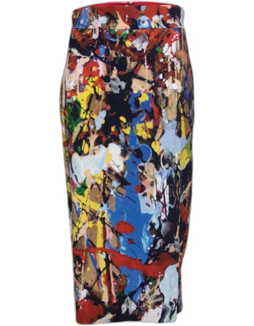 Sportmax Multicolor Abstract Printed Crepe Midi Skirt