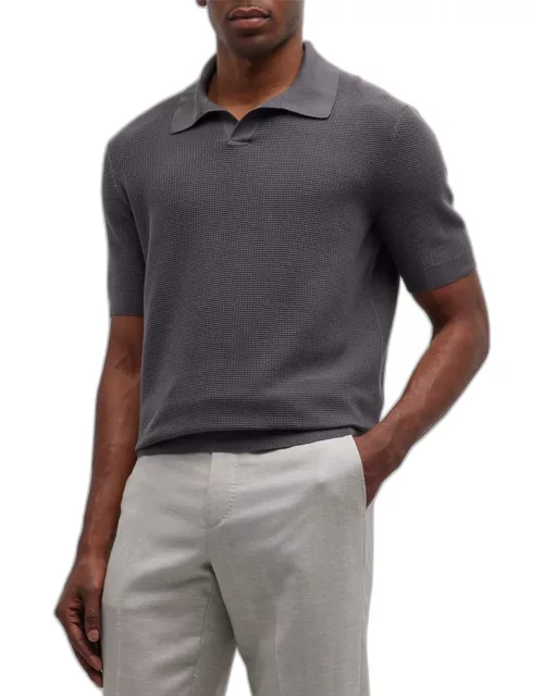 Men's Cotton Jacquard Short-Sleeve Polo Sweater