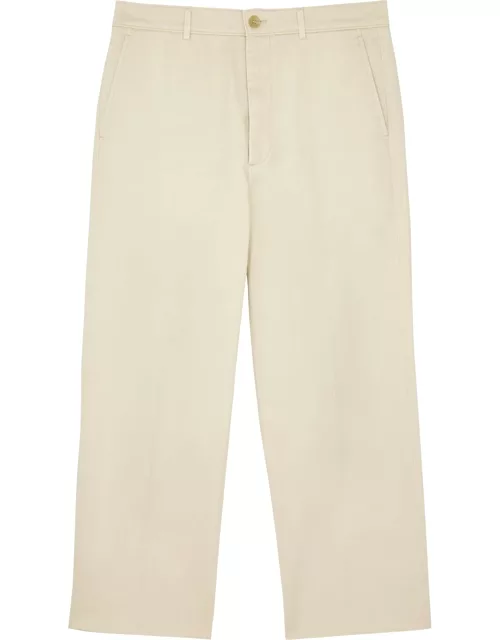 Gucci Cropped Straight-leg Cotton Trousers - Beige