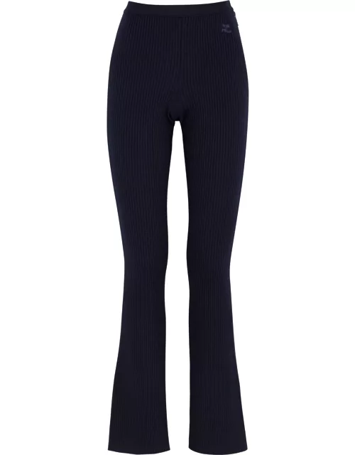 Courrèges Flared Ribbed-knit Trousers - Navy