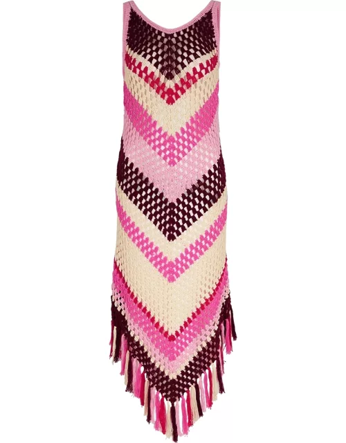 Dodo Bar OR Morten Striped Crochet-knit Midi Dress - Pink