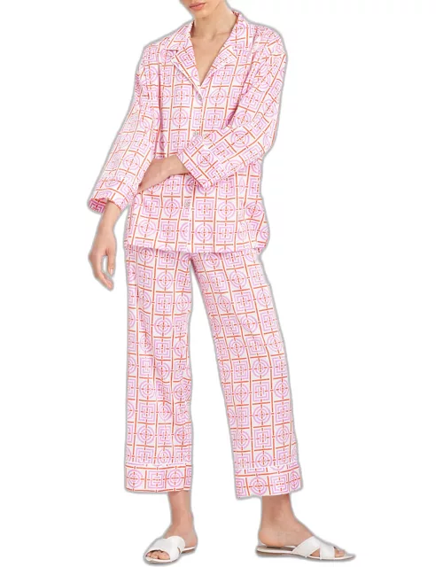 Cropped Infinity-Print Cotton Pajama Set