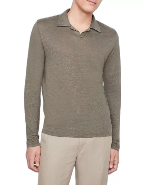 Men's Johnny Collar Linen Sweater