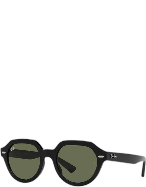 Polarized Gina Square Plastic & Crystal Sunglasses, 53M