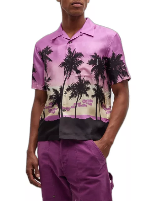 Men's Sunset Silk Bowling Shirt