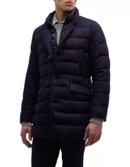 Men's Quilted Puffer Button-Front Jacket