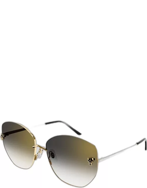 Gradient Panther Metal Butterfly Sunglasse