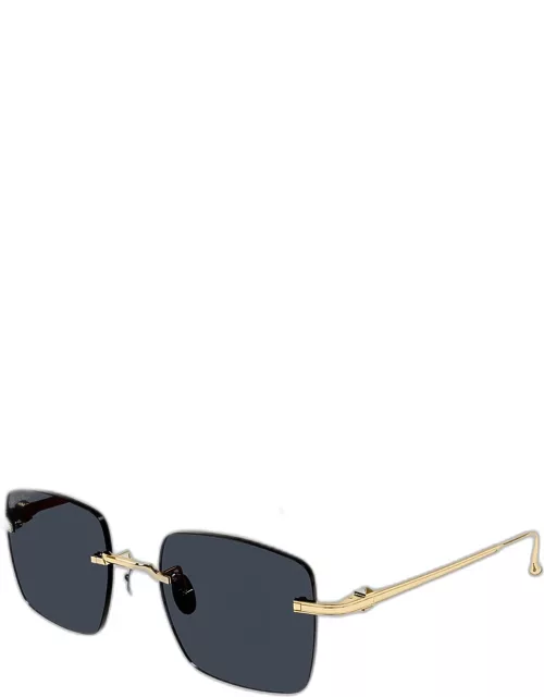 Men's Rimless Rectangle Metal Sunglasse