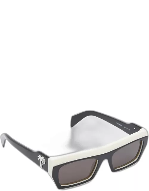 Men's Empire Bicolor Acetate Rectangle Sunglasse