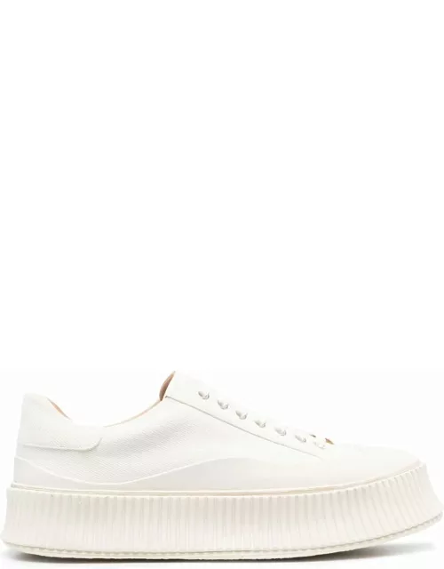 Jil Sander Low Laced Sneakers With Vulcanized Rubber Sole