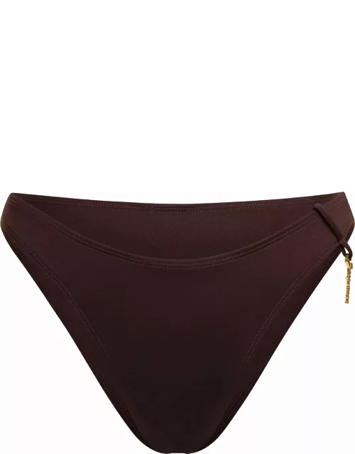 Jacquemus le Bas De Maillot Signature Brown Bikini Bottom In Recycled Polyester Woman