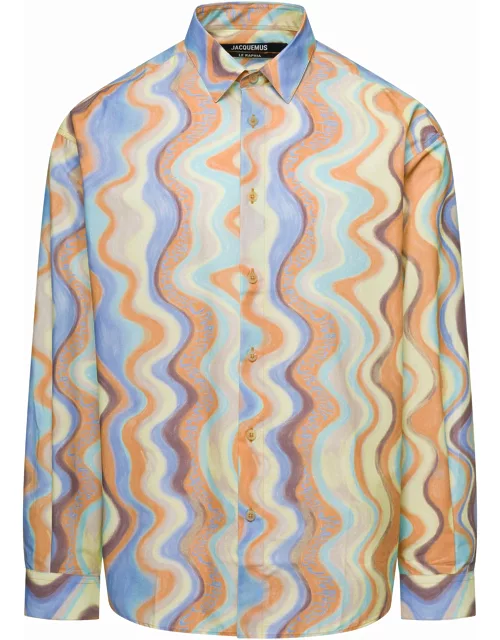 Jacquemus la Chemise Simon Multicolor Shirt With All-over Graphic Print In Cotton Man