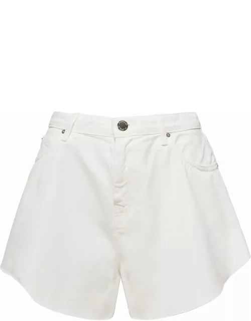 Pinko calma White Denim Shorts With Butterfly Silhouette In Cotton Denim Woman