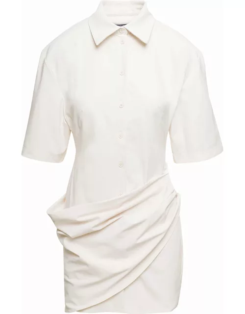 Jacquemus White Shirt Dress La Robe Camisa In Cotton Blend Woman