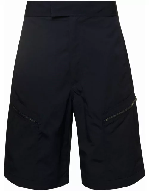 Bottega Veneta Black Bermuda Shorts With Zip Pockets Black In Polyamide Man