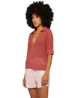 Ballantyne Crocheted Cotton Polo Shirt