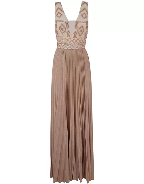 Elisabetta Franchi Red Carpet Dress With Embroidery