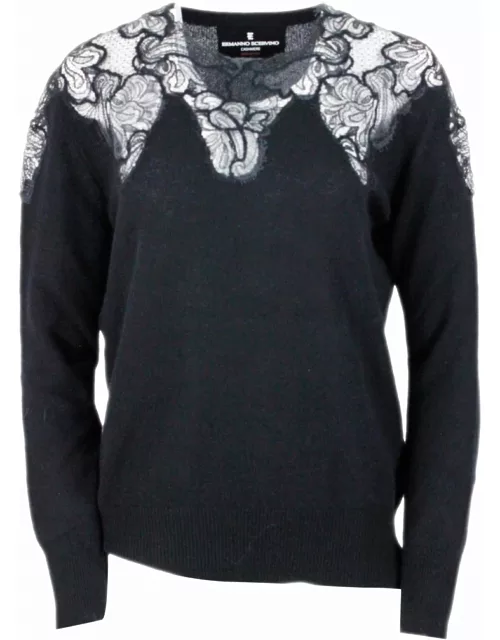 Ermanno Scervino Crewneck Sweater With Lace
