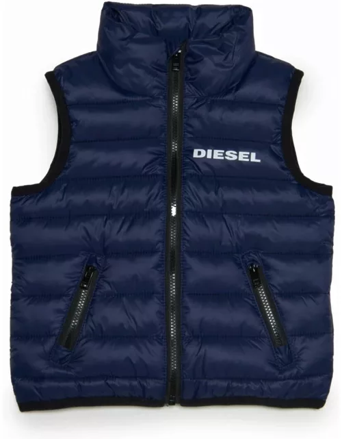 Jolice-slb Jacket Diesel Lightweight Navy Blue Waistcoat In Fake Down