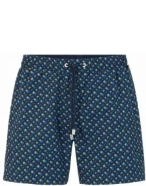 Swim shorts with monogram print- Dark Blue Men's Swim Short