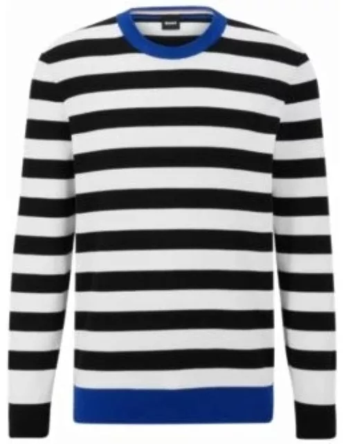 Regular-fit sweater with horizontal stripe- Black Men's Sweater