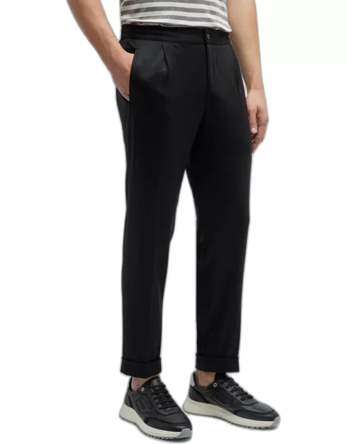 Men's Wool-Jersey Pleated Pant