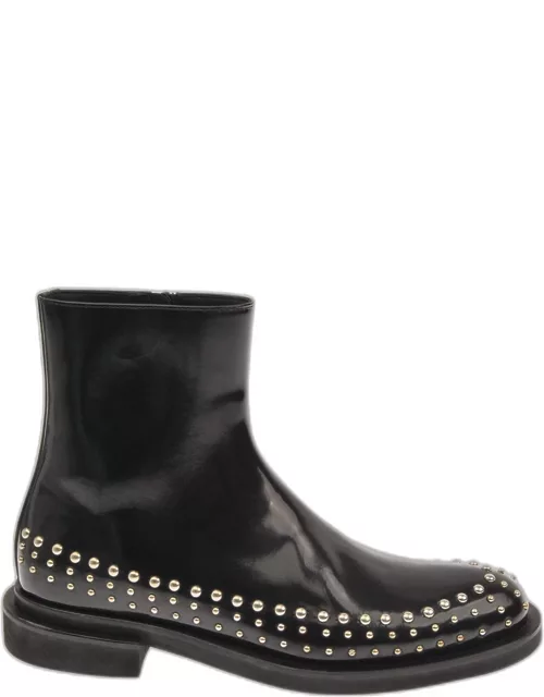 Men's Studded Leather Zip Ankle Boot