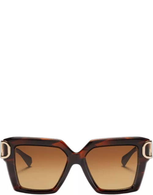Valentino Eyewear Uno - Brown Swirl / White Gold Sunglasse