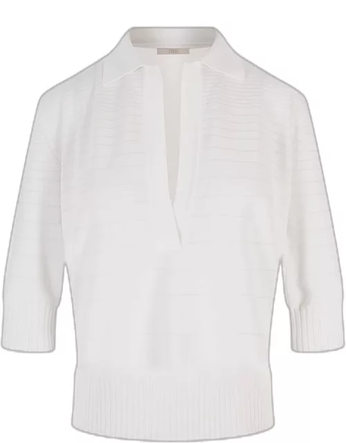 Fedeli White Tecna Striped Polo Shirt