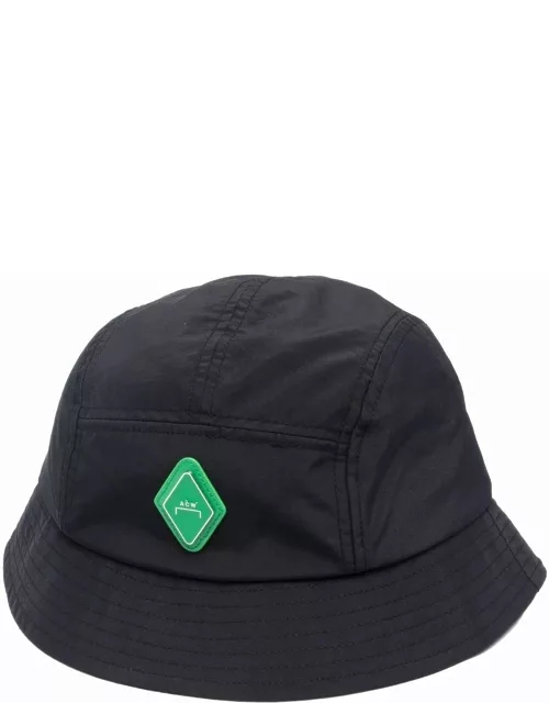 Black bucket hat with application