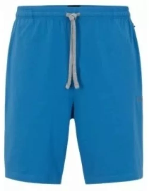 Stretch-cotton shorts with embroidered logo- Blue Men's Loungewear