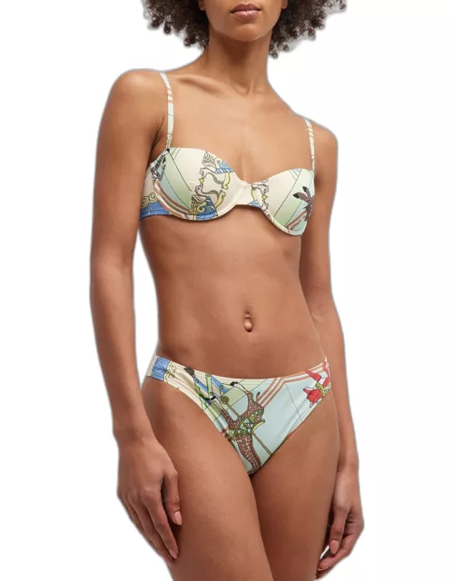 Carousel-Printed Underwire Bikini Top