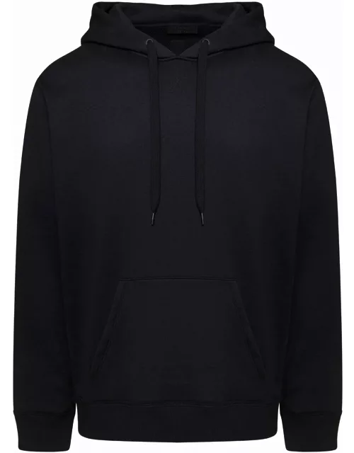 Valentino Black Untitled Hoodie With Stud-applique In Cotton Man