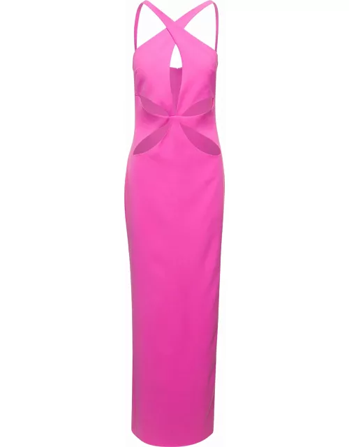 Monot Pink Halterneck Petal Cutout Dress In Polyester Woman