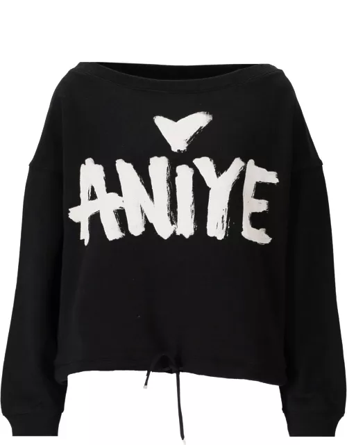 Aniye By Edna Black Cropped Sweatshirt