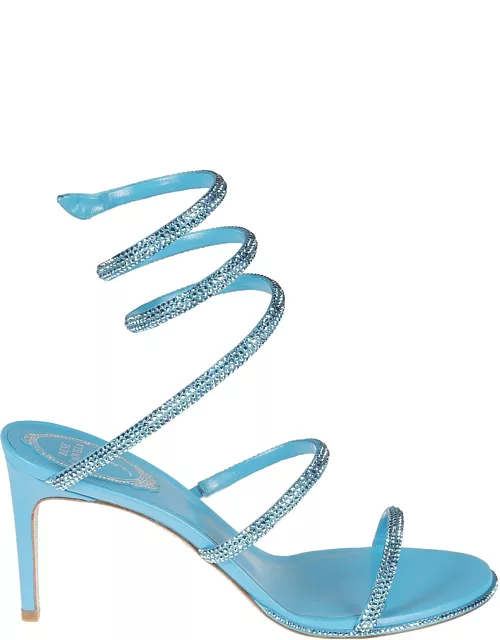 René Caovilla Crystal Embellished Ankle Wrap Sandal