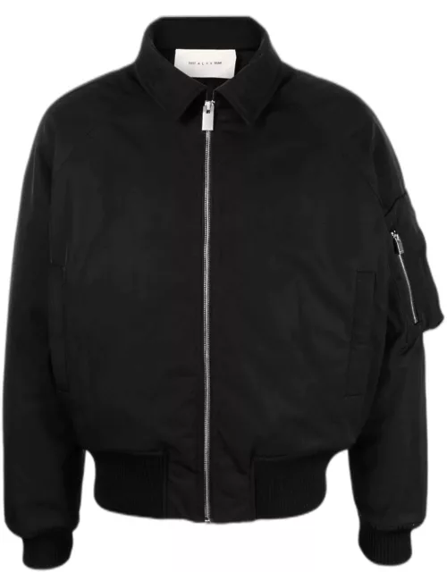 Black bomber jacket with print