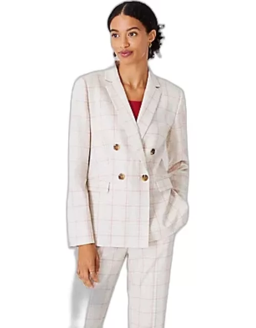 Ann Taylor The Tailored Double Breasted Blazer in Plaid