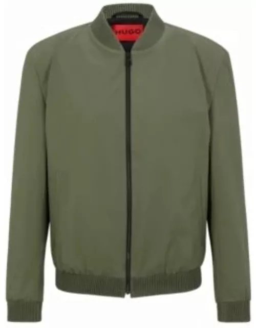 Bomber-style slim-fit jacket in stretch cotton- Khaki Men's Sport Coat