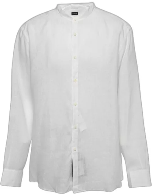 Ermenegildo Zegna White Linen Button Front Shirt