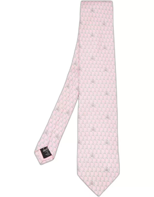 Dunhill Pink Rope Logo Print Silk Tie