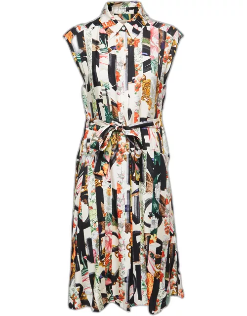 Burberry Multicolor Printed Silk Belted Midi Dress