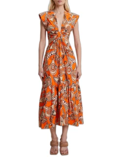 Alexandria Printed Twist-Front Cut-Out Mini Dres