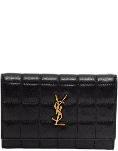 YSL Monogram Flap Small Wallet in Quilted Smooth Leather